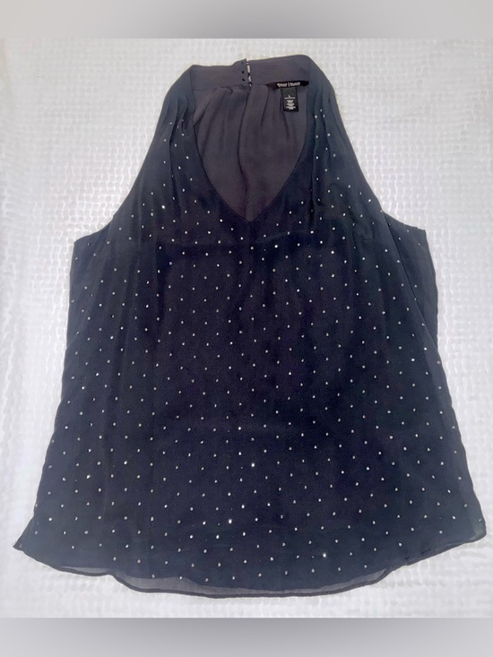 White House Black Market Tops - White House Black Market Black Rhinestone Halter Top Blouse Size L